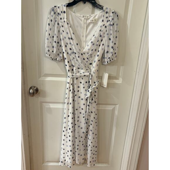 Harper Rose Dresses & Skirts - NWT-Harper Rose Dress White w/Blue Polka Dots Midi Size 6